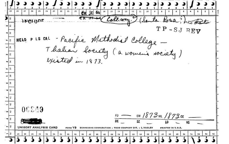 Pacific Methodist College - Thalian Society