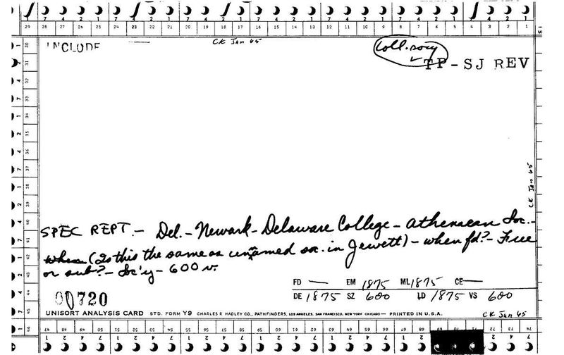 Delaware College - Athenean Society