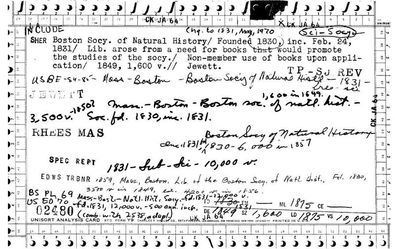 Library Of the Boston Society of Natl. Hist.