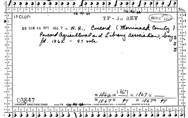 Concord Agricultural and Library Assoc., Society