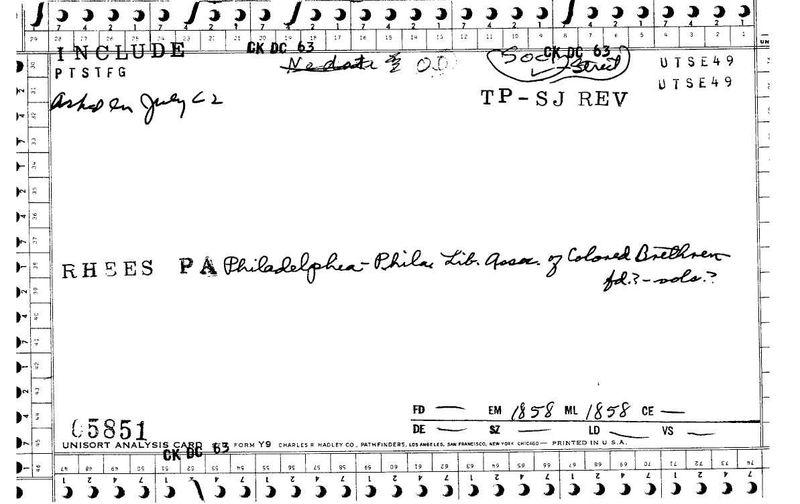 Phila. Library Assoc. of Colored Brethen