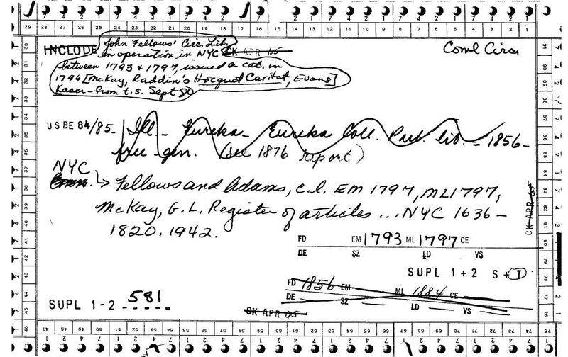 New York Fellows and Adams Circulating Library