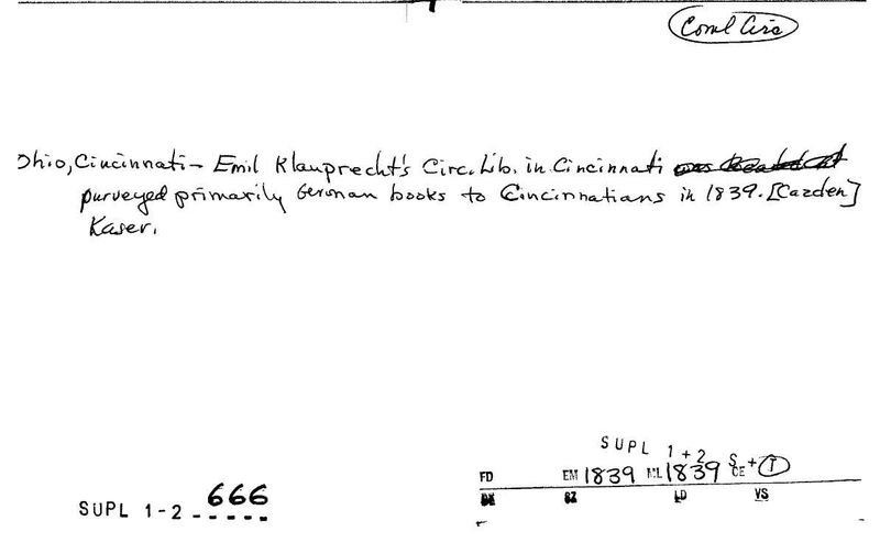 Emil Klauprecht's Circulating Library