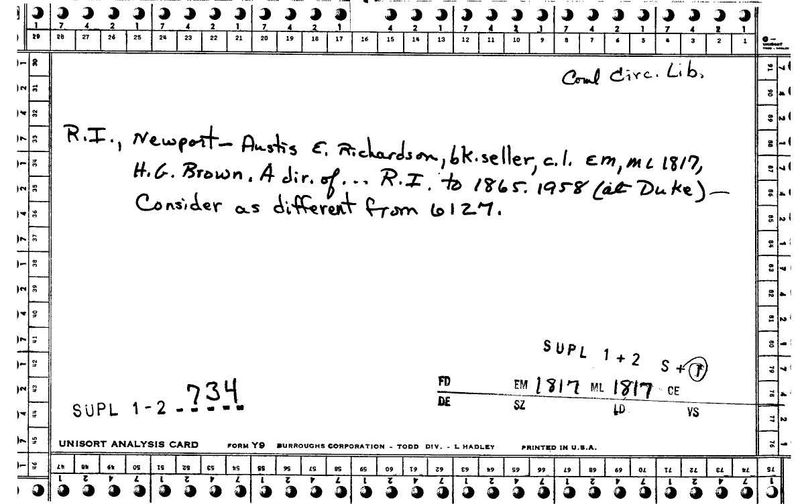 Austis E. Richardson book seller and Circulating Library