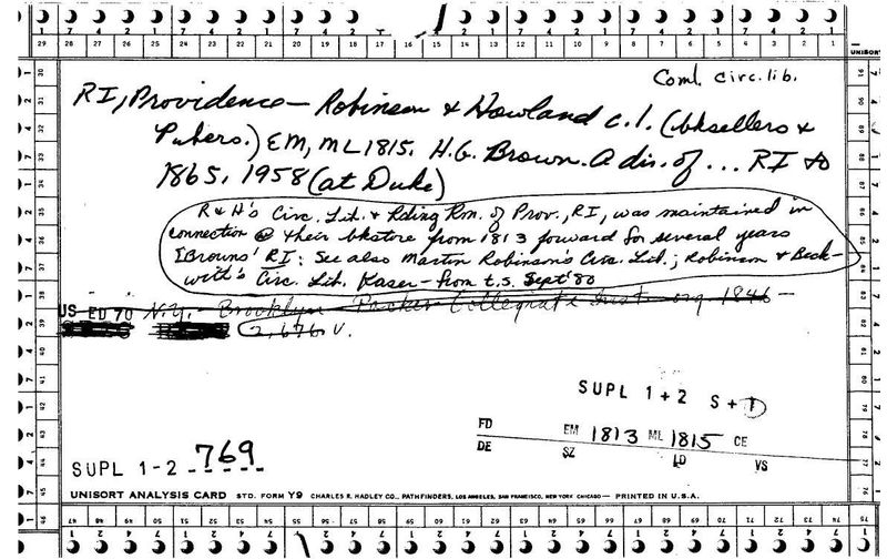 Robinson and Howland Circulating Library