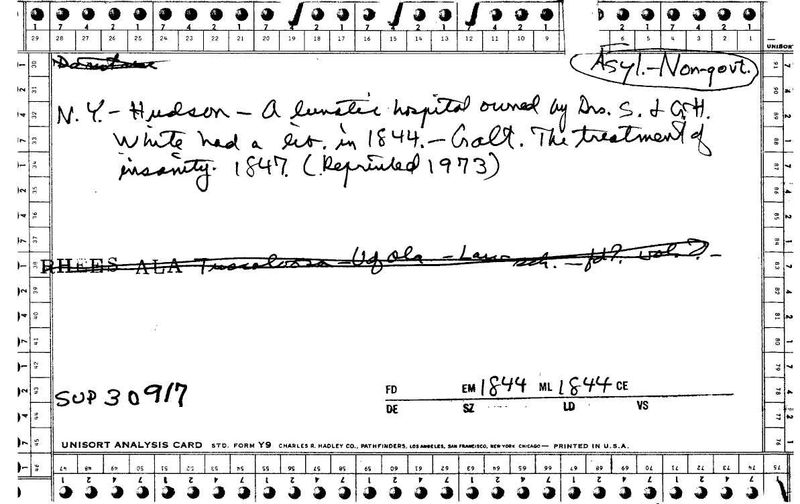 A lunatic hospital owned by Dr. S White