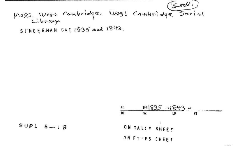 West Cambridge Social Library