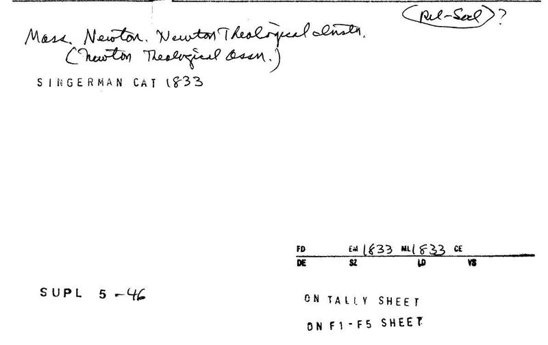 Newton Theological Instit.
