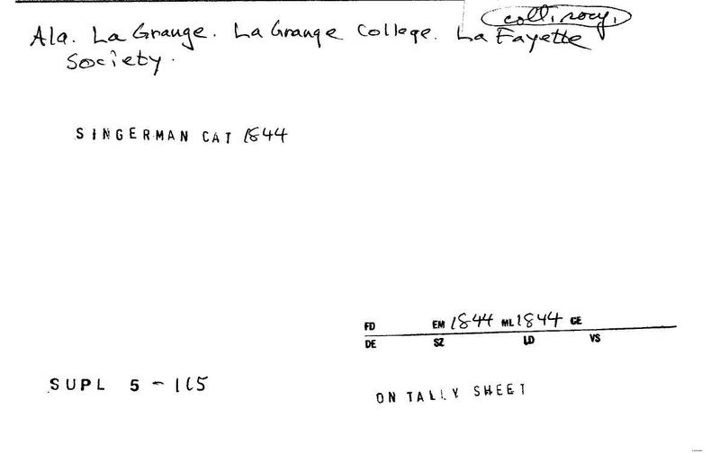 La Grange College Lafayette Society