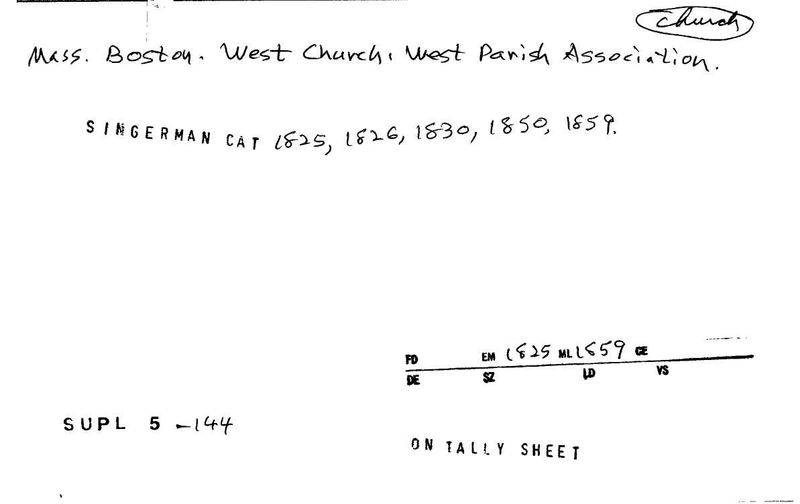 West Church West Parish Assoc.