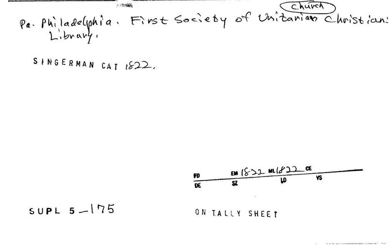 First Society of Unitarian Christians Library