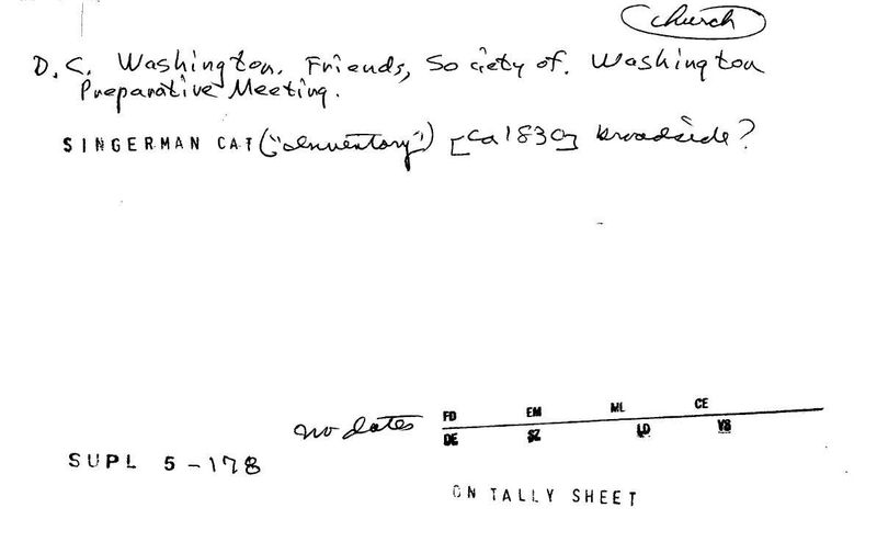 Friends, Society of Washington Preparative Meeting