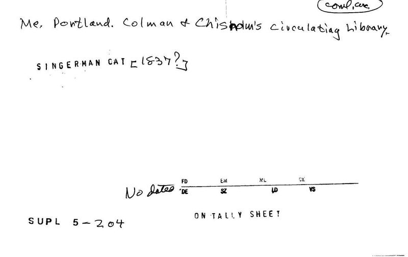 Colman and Chisnolm's Circulating Library