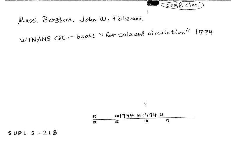 John W. Folsom's Circulating Library