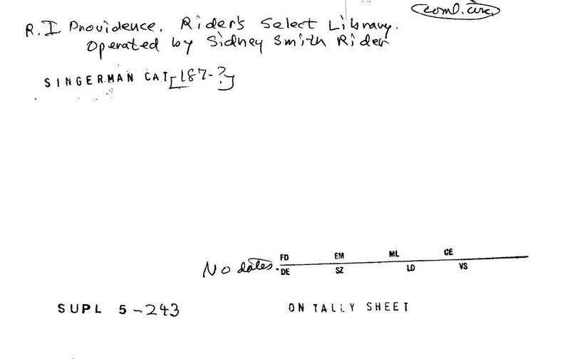 Rider's Select Circulating Library