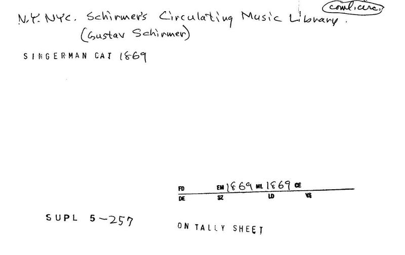 Schirmer's Circulating Music Library